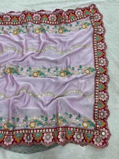 Women's Rangoli Silk Saree With Stitched Blouse Piece