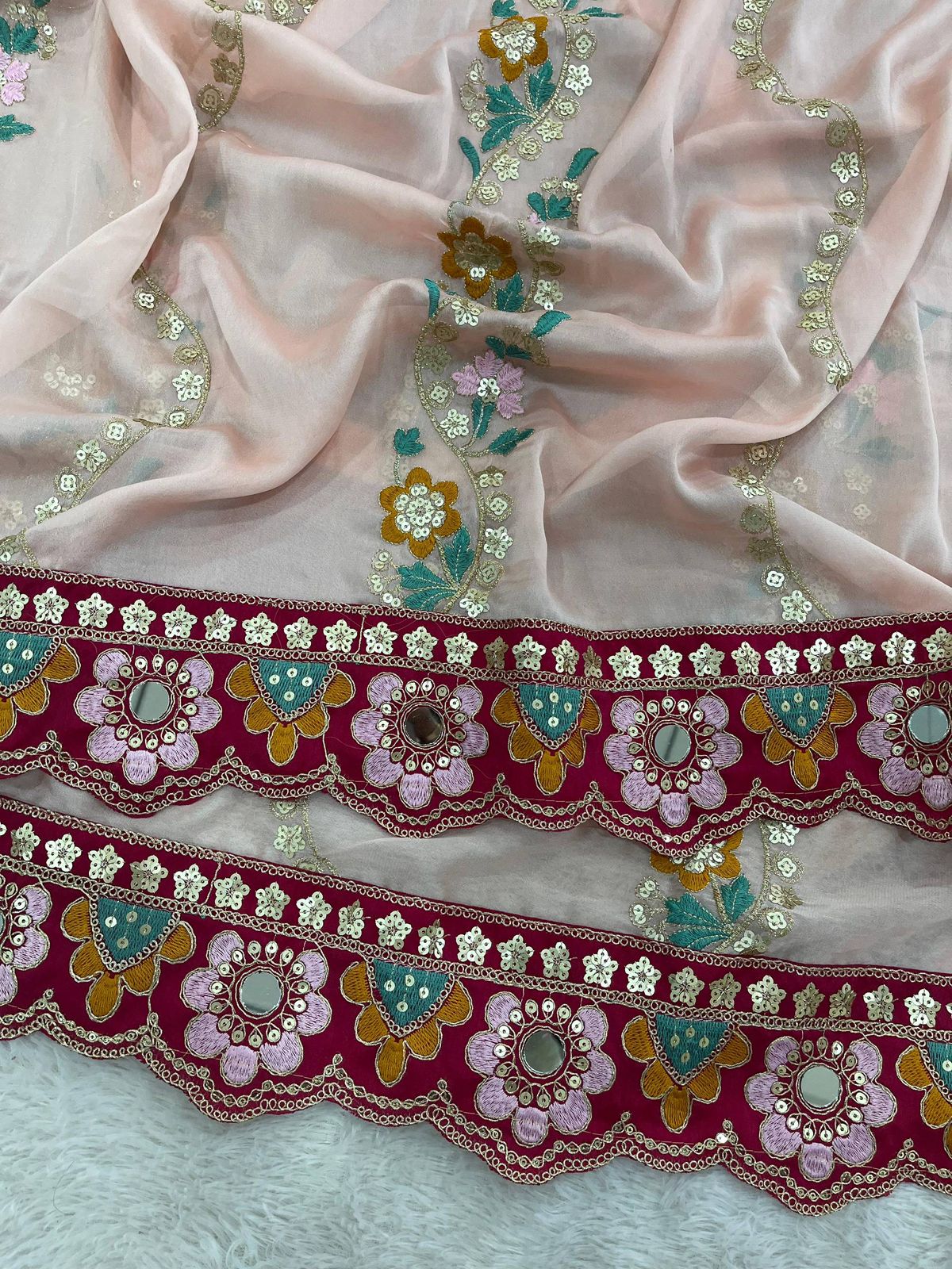 Women's Rangoli Silk Saree With Stitched Blouse Piece