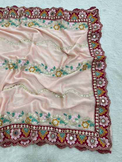 Women's Rangoli Silk Saree With Stitched Blouse Piece