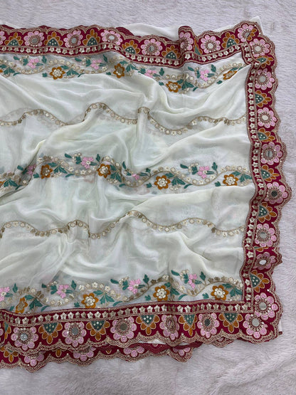 Women's Rangoli Silk Saree With Stitched Blouse Piece