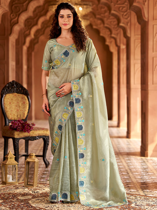 Women's Silk Party Wear Saree With Unstitched Blouse Piece