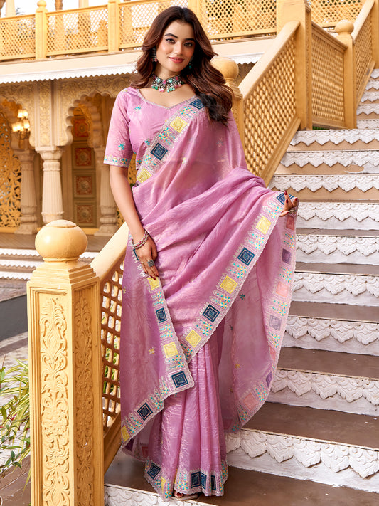 Women's Silk Party Wear Saree With Unstitched Blouse Piece