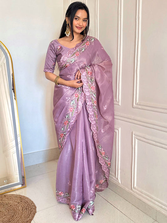 Women's Silk Party Wear Saree With Unstitched Blouse Piece