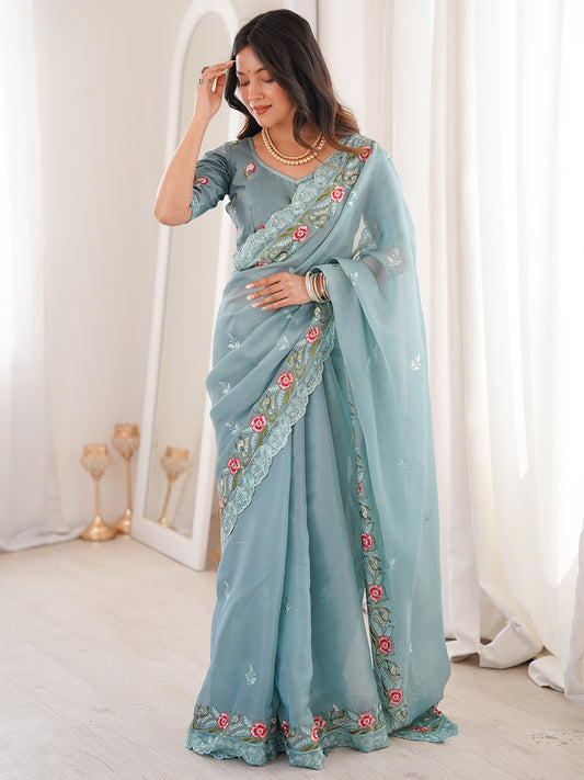 Women's Silk Party Wear Saree With Unstitched Blouse Piece