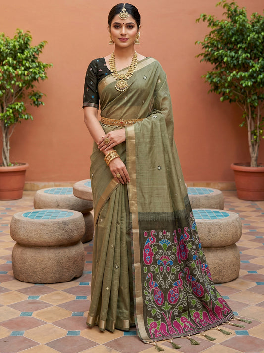 Women's Cotton Saree With Unstitched Blouse Piece