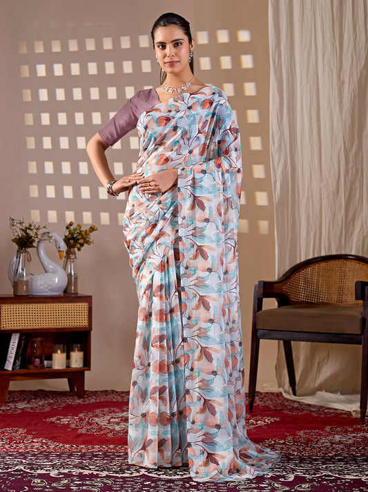 Women's Georgette Saree With Unstitched Blouse Piece