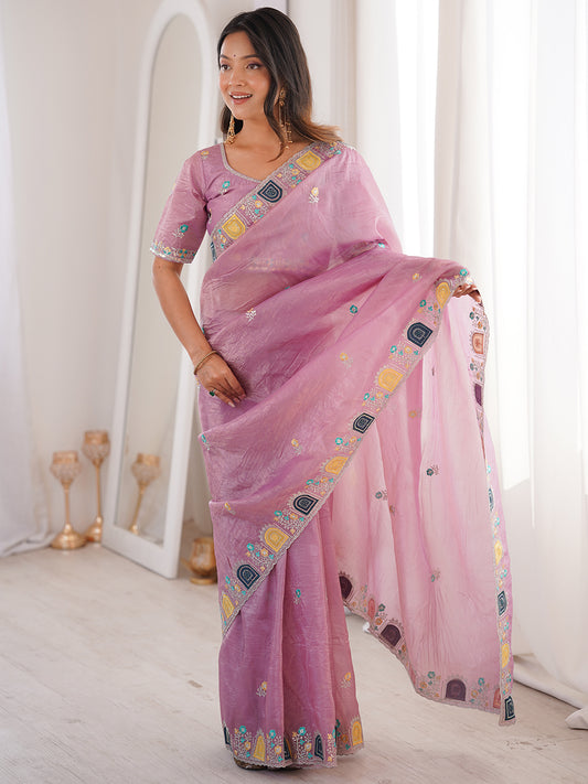 Women's Silk Party Wear Saree With Unstitched Blouse Piece