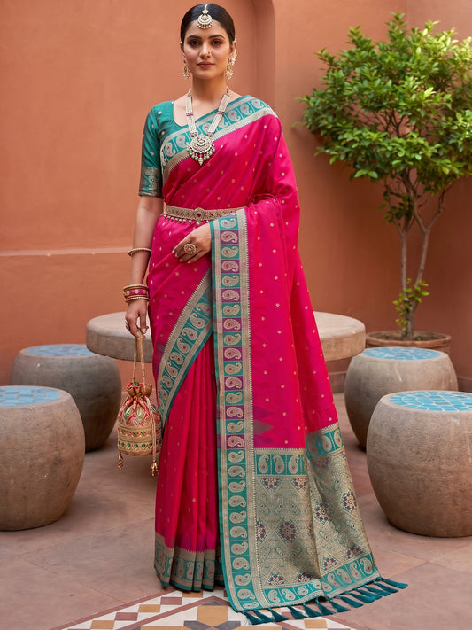 Women's Banarasi Silk Saree With Unstitched Blouse Piece