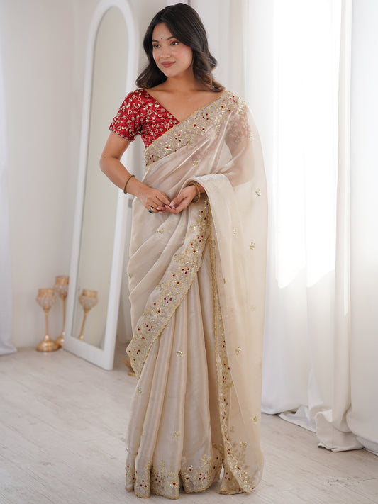 Women's Jimmy Choo Satin Saree With Unstitched Blouse Piece