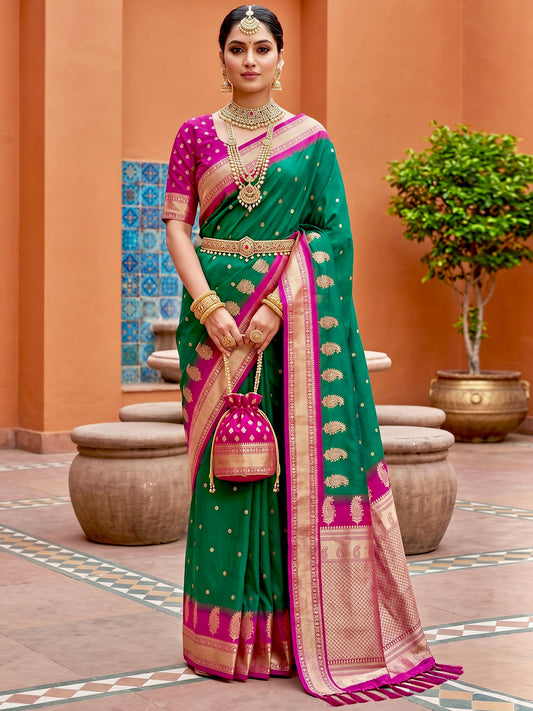 Women's Banarasi Silk Saree With Unstitched Blouse Piece