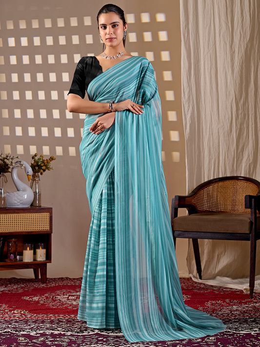 Women's Georgette Saree With Unstitched Blouse Piece