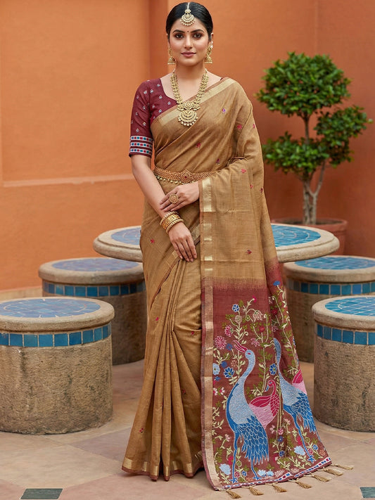 Women's Cotton Saree With Unstitched Blouse Piece