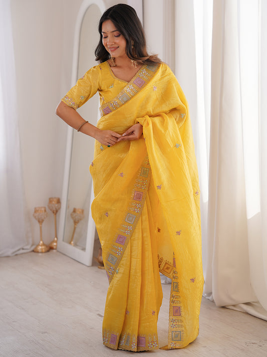 Women's Silk Party Wear Saree With Unstitched Blouse Piece