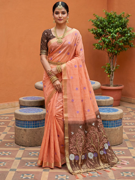Women's Cotton Saree With Unstitched Blouse Piece