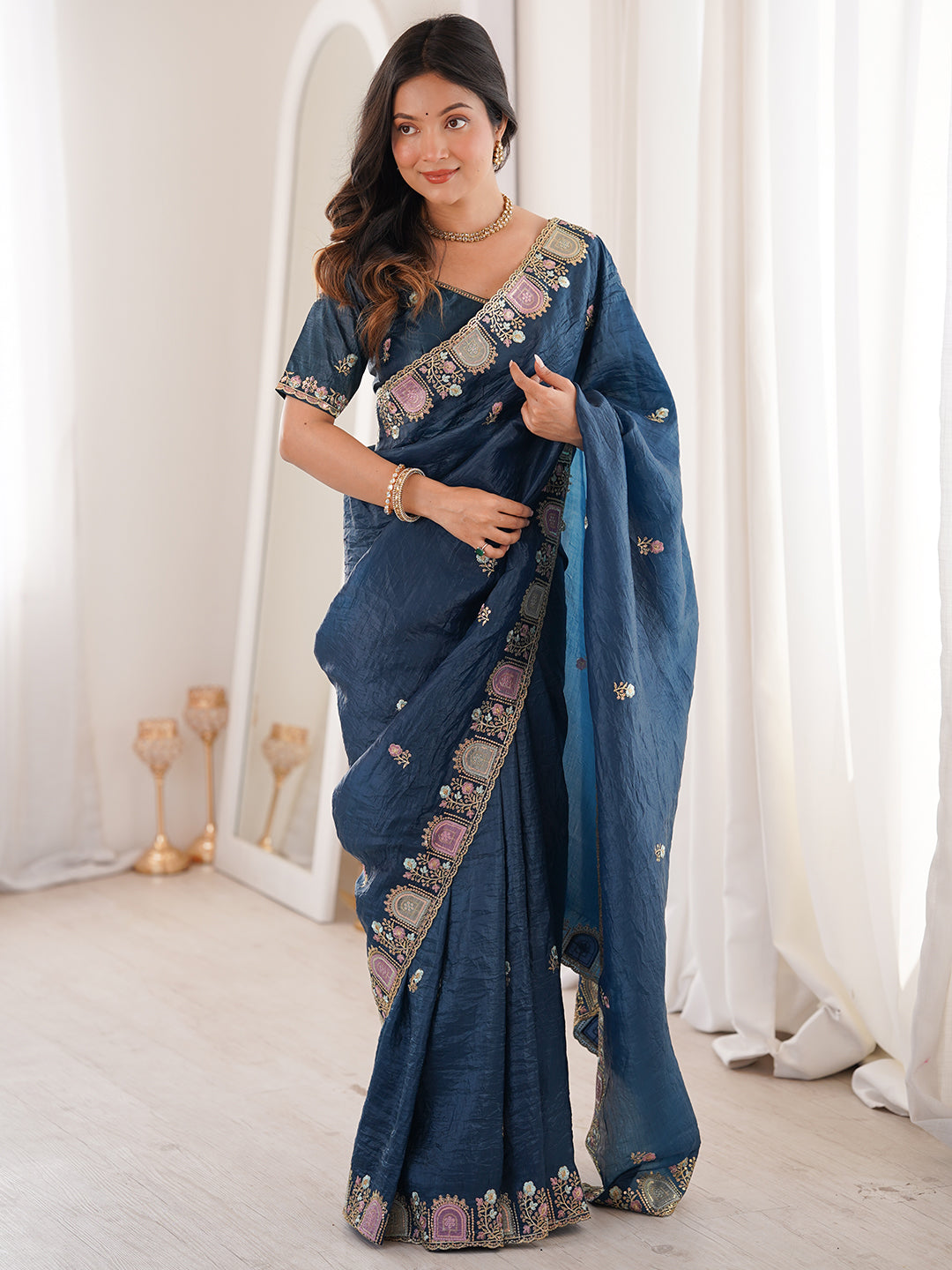 Women's Silk Party Wear Saree With Unstitched Blouse Piece