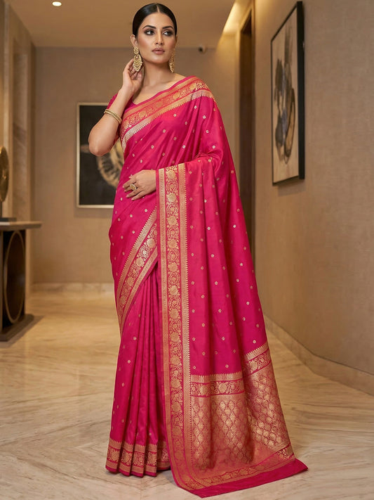 Women's Banarasi Silk Saree With Unstitched Blouse Piece