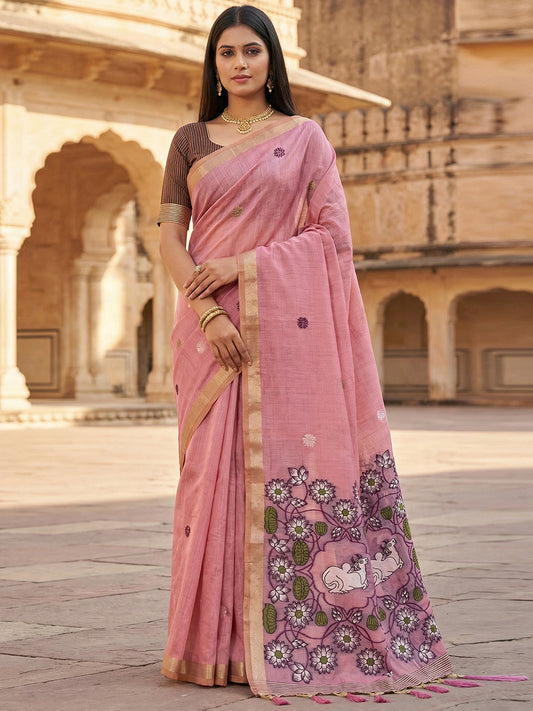 Women's Cotton Saree With Unstitched Blouse Piece