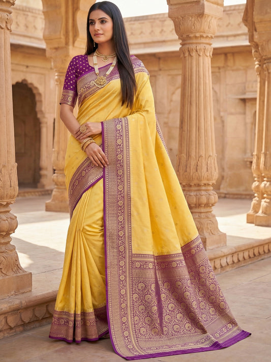 Women's Banarasi Silk Saree With Unstitched Blouse Piece