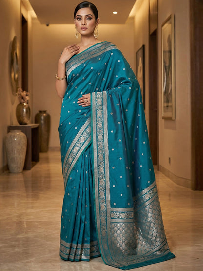 Women's Banarasi Silk Saree With Unstitched Blouse Piece
