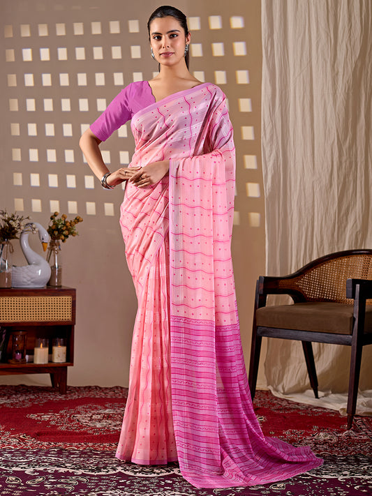 Women's Georgette Saree With Unstitched Blouse Piece