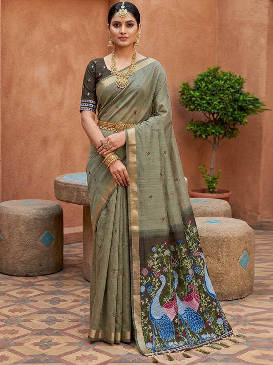 Women's Cotton Saree With Unstitched Blouse Piece