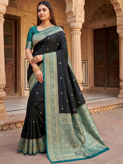 Women's Banarasi Silk Saree With Unstitched Blouse Piece