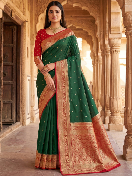 Women's Banarasi Silk Saree With Unstitched Blouse Piece