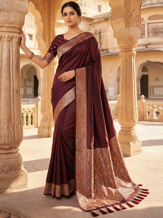 Women's Banarasi Silk Saree With Unstitched Blouse Piece