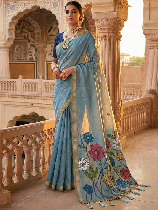 Women's Cotton Saree With Unstitched Blouse Piece