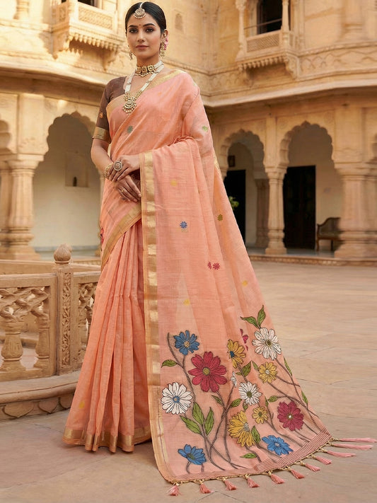 Women's Cotton Saree With Unstitched Blouse Piece