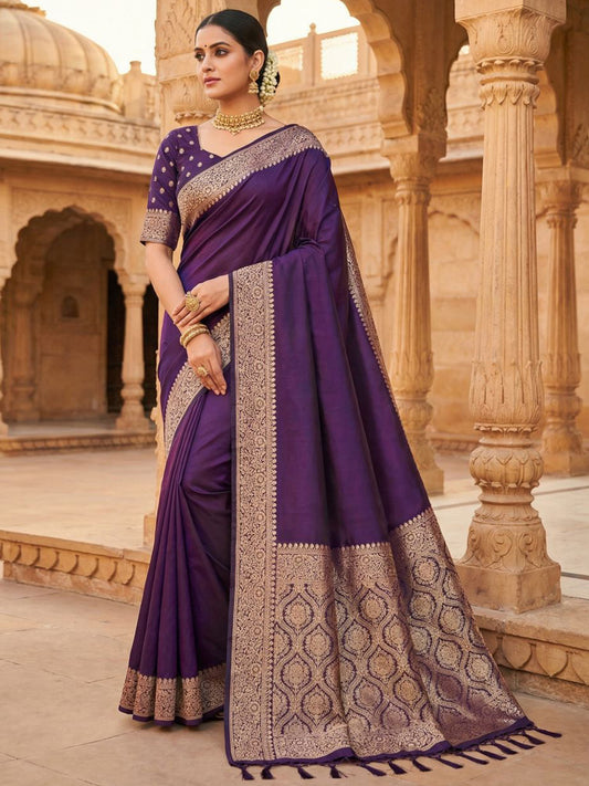 Women's Banarasi Silk Saree With Unstitched Blouse Piece