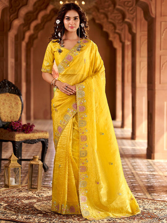 Women's Silk Party Wear Saree With Unstitched Blouse Piece