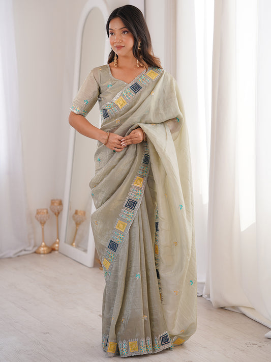 Women's Silk Party Wear Saree With Unstitched Blouse Piece