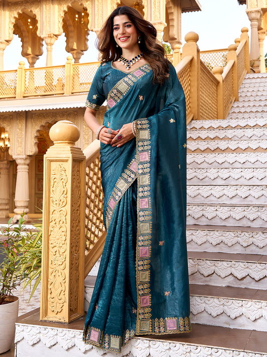 Women's Silk Party Wear Saree With Unstitched Blouse Piece