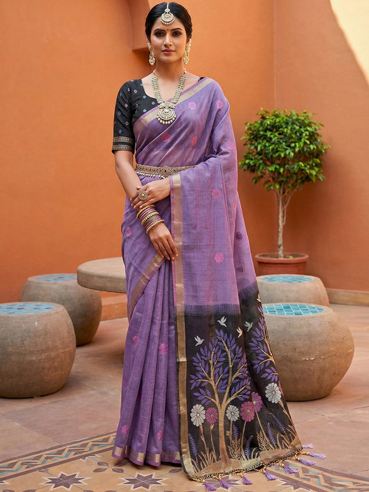 Women's Cotton Saree With Unstitched Blouse Piece