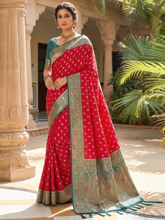 Women's Banarasi Silk Saree With Unstitched Blouse Piece