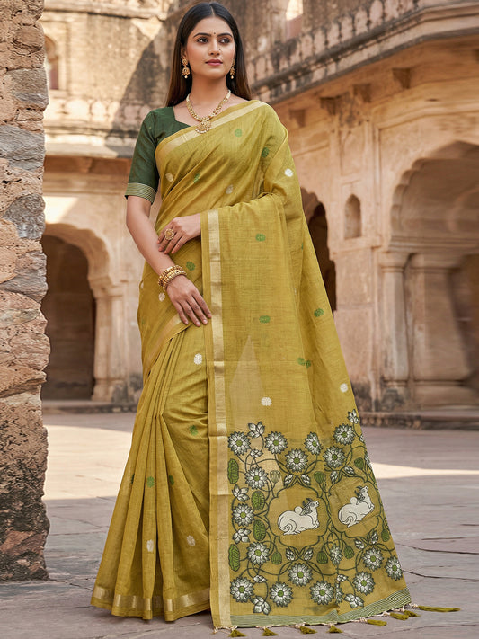 Women's Cotton Saree With Unstitched Blouse Piece