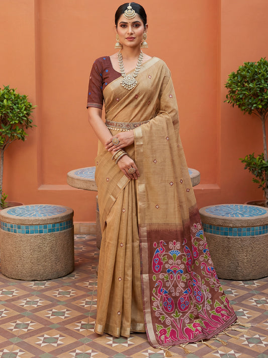 Women's Cotton Saree With Unstitched Blouse Piece