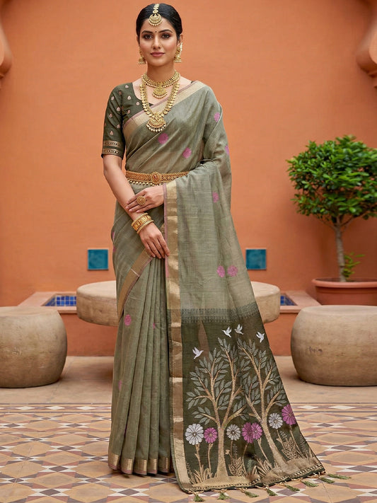 Women's Cotton Saree With Unstitched Blouse Piece