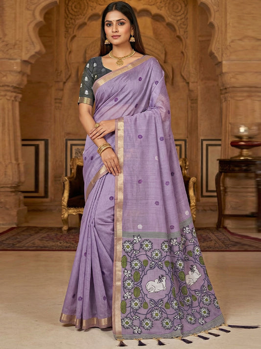 Women's Cotton Saree With Unstitched Blouse Piece