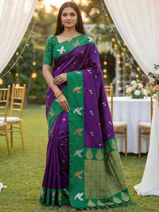 Women's Banarasi Silk Saree With Unstitched Blouse Piece