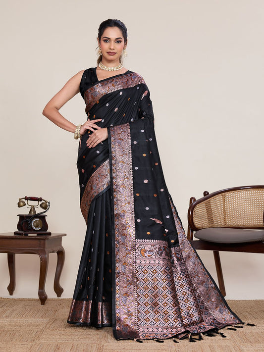 Women's Banarasi Jacquard Saree With Unstitched Blouse Piece
