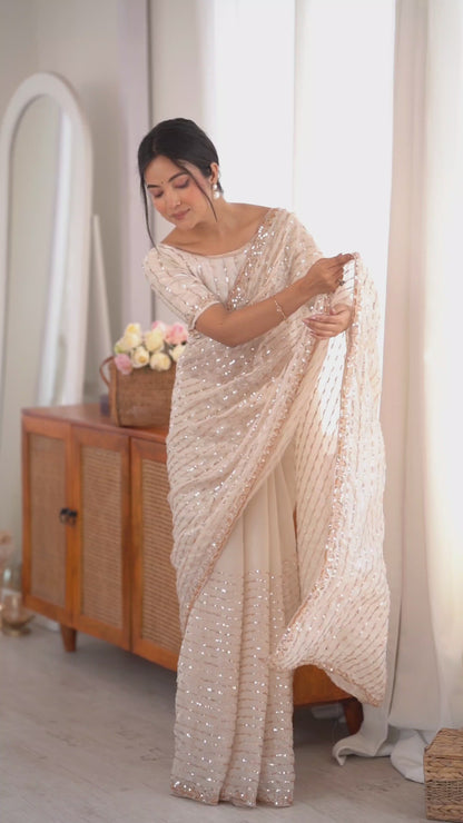 Women's Fendy Satin Saree With Unstitched Blouse Piece